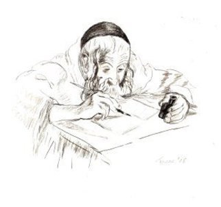 Leonore Marie: 'Rabbi', 2015 Charcoal Drawing, Representational.  a Judaic scholar ...