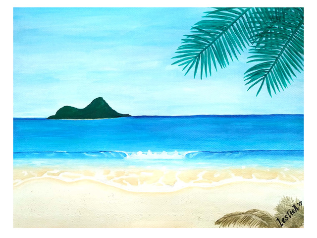 Artist Leslie Abraham. 'Peaceful Beach' Artwork Image, Created in 2017, Original Watercolor. #art #artist