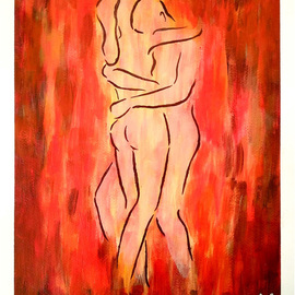 Leslie Abraham: 'Warm Bodies', 2017 Acrylic Painting, Erotic. Artist Description: Warm Bodies, Erotic, Romantic, Art Print, Acrylic on Paper...