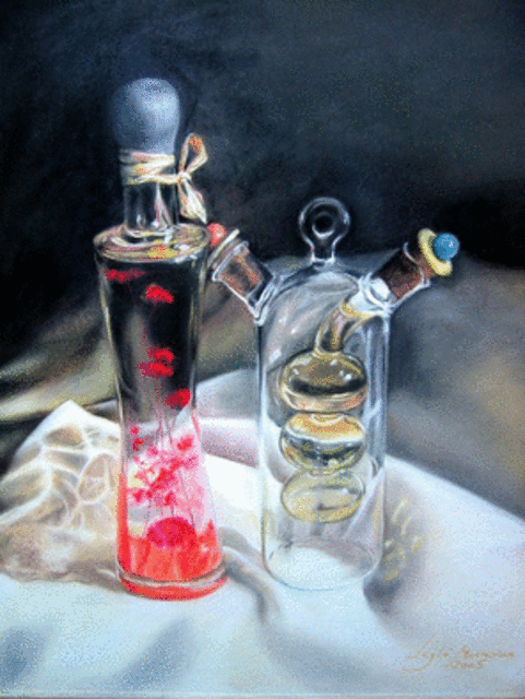 Leyla Munteanu  'Decorative Bottles', created in 2005, Original Watercolor.
