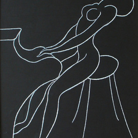 Lia Chechelashvili: 'Pianist woman', 1994 Acrylic Painting, Music. Artist Description: acrylic on cardboard           ...