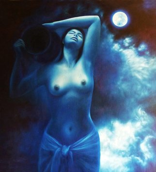 Lidia Kirov: 'Original MODERNISM Contemporary Fine oil painting Blue by Lidia Kirov ', 2011 Oil Painting, Equine.    This is my original oil painting,  Blue Moon  38x60