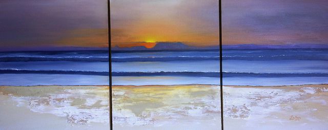Artist Liesel Du Plessis. 'Strand Sunset' Artwork Image, Created in 2012, Original Mixed Media. #art #artist