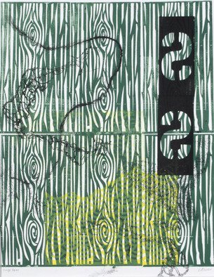 Elizabeth  Ames: 'camouflage', 2016 Monoprint, Abstract Landscape. 