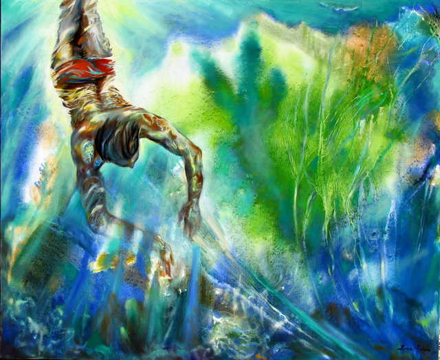 Artist Lina Golan. 'Diver' Artwork Image, Created in 2010, Original Painting Oil. #art #artist