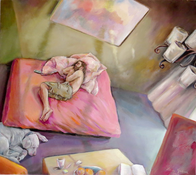 Artist Lina Golan. 'Young Man Sleeping' Artwork Image, Created in 2014, Original Painting Oil. #art #artist