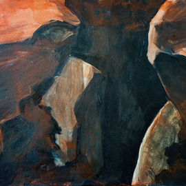Linda Armstrong: 'crevice', 2021 Acrylic Painting, Abstract. Artist Description: A dramatic contemporary landscape detail acrylic painting on gallery- wrapped canvas  no frame needed  based on a red rock formation in the Colorado National Monument...