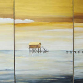 Metaphor Contemporary seascape art on canvas set of 3 By Linda Paul