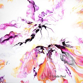 Linda Paul: 'dragonfly and flower painting', 2021 Acrylic Painting, Abstract. I am inspired by nature and try to create art that inpires others to feel something positive. This abstract painting is part of my new flow series. I use  anything from air guns, hair dryers,  straws, blowing, and tilting to get these beautiful abstract patterns. Even though they may see ...