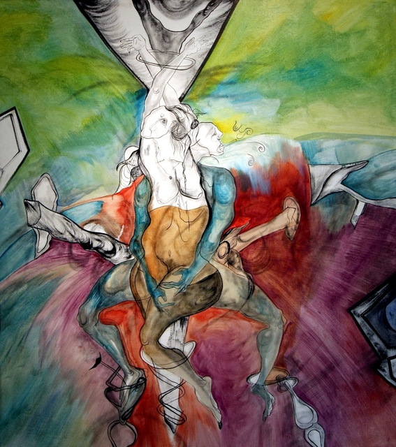 Javed Jalil  'CRUCIFIED WOMAN', created in 2009, Original Painting Ink.