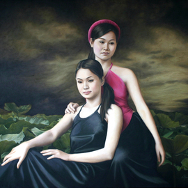 Chau Pham: 'folk song', 2006 Oil Painting, Portrait. Artist Description: Vietnam beauties...