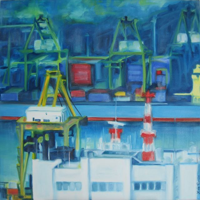 Artist Lisa Reinke. 'Container Yard' Artwork Image, Created in 2008, Original Pastel Oil. #art #artist