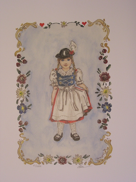 Artist Lisa Parmeter. 'Bavarian Girl' Artwork Image, Created in 2006, Original Watercolor. #art #artist