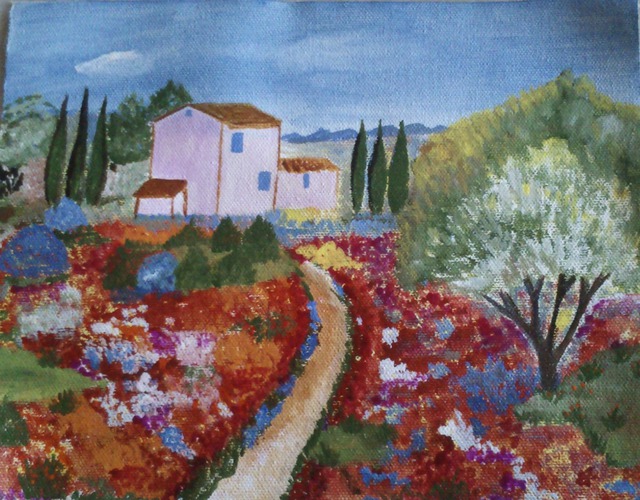 Reena Thomas  'Home Among Flowers', created in 2014, Original Painting Acrylic.