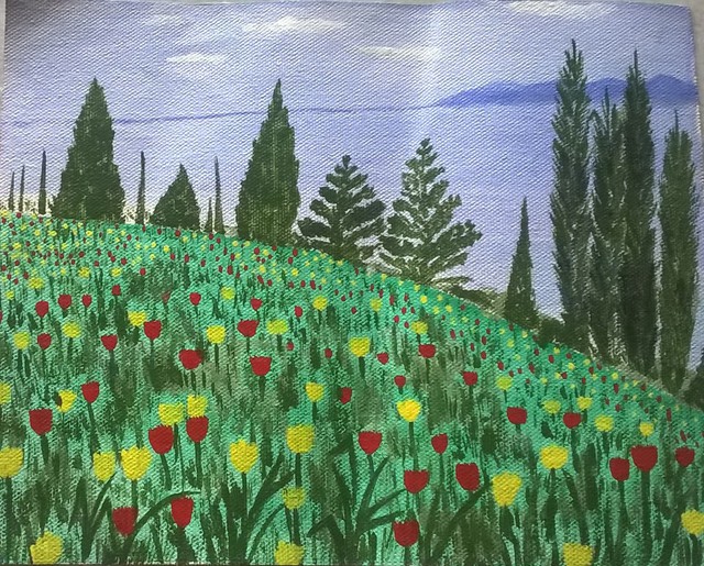Reena Thomas  'Tulip Garden', created in 2014, Original Painting Acrylic.