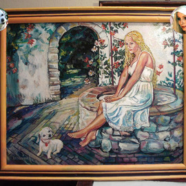 Vranceanu Aurelian Artwork The lady at the well , 2014 Oil Painting, Romance