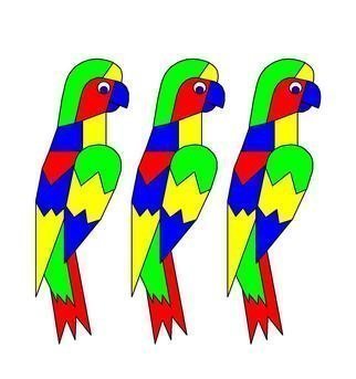 Asbjorn Lonvig: '3 Parrots', 2005 Illustration, Birds. Artist Description: Main character in Asbjorn Lonvig' s fairy tales for kids or in fairy tales for kids to come.Reproduction rights and publishing rights for fairy tales and fairy tale characters are for sale....