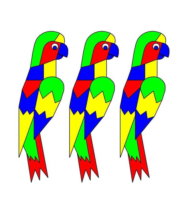 Asbjorn Lonvig  '3 Parrots', created in 2005, Original Painting Other.