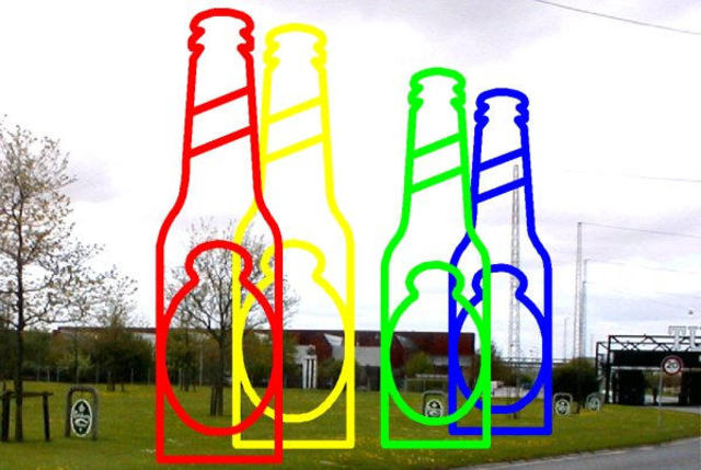 Artist Asbjorn Lonvig. '4 Bottles' Artwork Image, Created in 2003, Original Painting Other. #art #artist