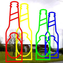 Asbjorn Lonvig: '4 bottles', 2003 Steel Sculpture, Abstract. Artist Description: This exhibition is draft samples made to encourage cities etc. to erect hugemetallic sculptures in spectacular places.This exhibition is of images of sculptures and background photos from spectacular placessearched on YAHOO images or AltaVista images.If a photo is subject to copyrighta quote request ...