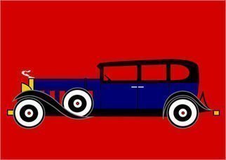 Asbjorn Lonvig: 'Al Capones Cadillac V16 1930', 2010 Serigraph, Abstract.                      For sale is 1 original inks on canvas, size: 84 x 59,4 cm ( 33. 1