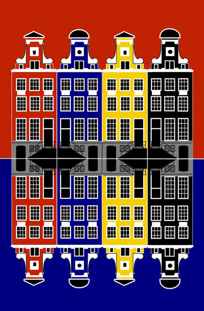 Artist Asbjorn Lonvig. 'Amsterdam Architecture Merchants Houses' Artwork Image, Created in 2010, Original Painting Other. #art #artist