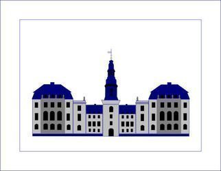 Asbjorn Lonvig: 'Charistiansborg Palace White with mat', 2006 Serigraph, Abstract. Print on Canvas.Christiansborg Palace on Slotsholmen in central Copenhagen is the home of Denmark' s three supreme powers: the executive power, the legislative power, and the judicial power. It is the only building in the world which is the home of all a nation' s three supreme powers. The ...