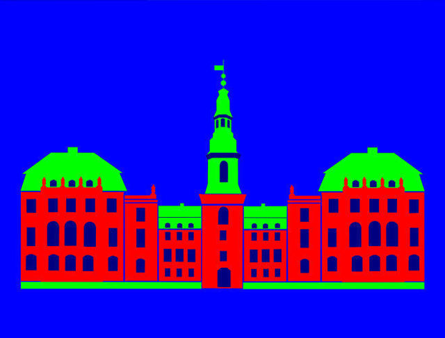 Asbjorn Lonvig  'Christiansborg Palace Red', created in 2006, Original Painting Other.