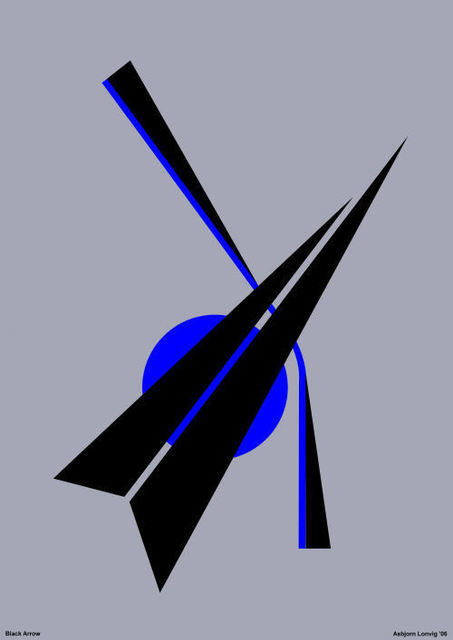 Artist Asbjorn Lonvig. 'Composition Black Arrow' Artwork Image, Created in 2006, Original Painting Other. #art #artist