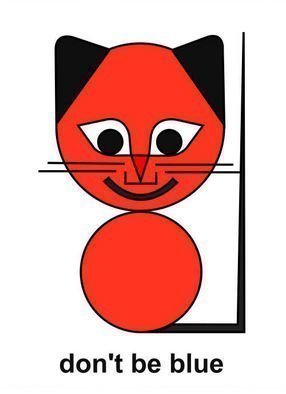 Asbjorn Lonvig: 'Dont be blue', 2007 Serigraph, Abstract.  Print on camvas.Red Cat from one of my fairy tales. Take a look at 