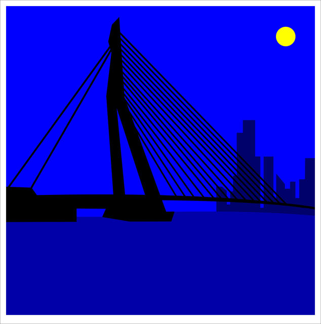 Asbjorn Lonvig  'Erasmus Bridge Rotterdam', created in 2016, Original Painting Other.