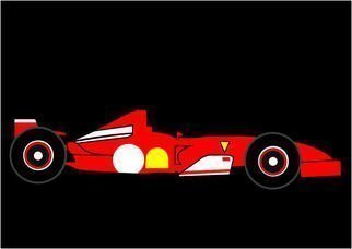 Asbjorn Lonvig: 'Formula 1 Ferrari', 2010 Serigraph, Abstract.  For sale is 1 original inks on canvas, size: 84 x 59,4 cm ( 33. 1
