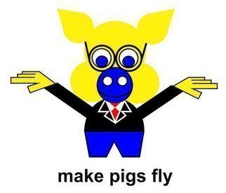 Asbjorn Lonvig: 'Make pigs fly', 2007 Serigraph, Abstract.  Print on canvas.Nice Mr. Jacob from Chicago has learned to fly.A rewrite of the American expression: 