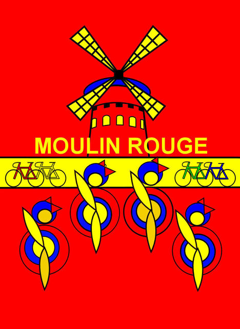 Artist Asbjorn Lonvig. 'Stage 21 Riders Took A Break At Moulin Rouge' Artwork Image, Created in 2011, Original Painting Other. #art #artist