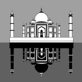 Asbjorn Lonvig: 'Taj Mahal Inspiration', 2010 Serigraph, Abstract.  The Taj Mahal is a mausoleum located in Agra, India, built by Mughal Emperor Shah Jahan in memory of his favorite wife, Mumtaz Mahal.The Taj Mahal ( also 