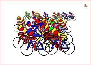 Asbjorn Lonvig: 'Tour Vuelta Giro', 2010 Serigraph, Abstract.   For sale is 1 original inks on canvas, size: 84 x 59,4 cm ( 33. 1