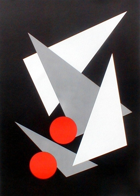 Artist Asbjorn Lonvig. 'Triangels On Black Poster' Artwork Image, Created in 2002, Original Painting Other. #art #artist