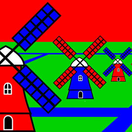  Netherlands Windmills Color  By Asbjorn Lonvig