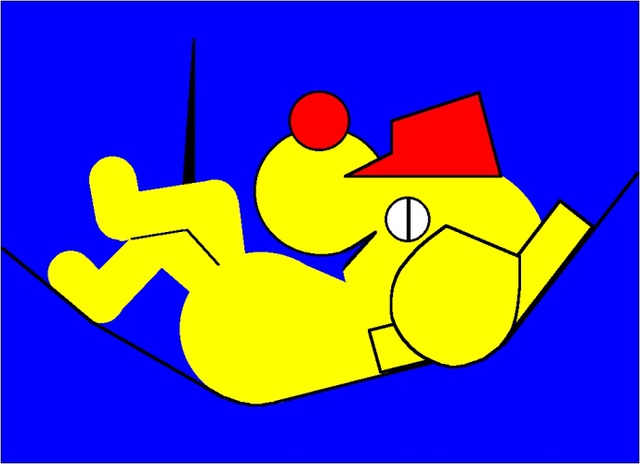 Artist Asbjorn Lonvig. 'Lazy Yellow Dog' Artwork Image, Created in 2002, Original Painting Other. #art #artist