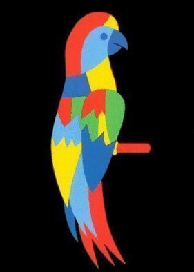 Asbjorn Lonvig: 'parrot', 1990 Comic, Abstract. Signed poster.One of 4 motifs in CIRCUS....