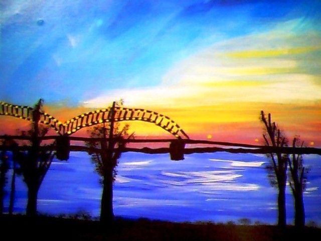 Artist Loretta Nash. 'Memphis At Sunset' Artwork Image, Created in 2009, Original Mixed Media. #art #artist