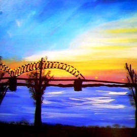 Loretta Nash: 'Memphis at sunset', 2009 Acrylic Painting, nature. Artist Description:   Memphis, sunset  ...