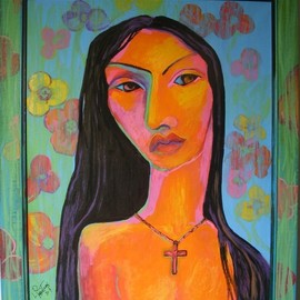 Louise Parenteau: 'CHILI', 2020 Acrylic Painting, Expressionism. Artist Description: Portrait, expressionisme, woman, south American,Chili...