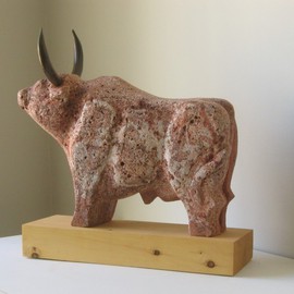 Lou Lalli: 'Red Bull I', 2008 Stone Sculpture, Figurative. Artist Description:      Persian travertine    ...