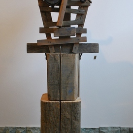 Louise Parenteau: 'X', 2007 Mixed Media Sculpture, Representational. Artist Description:       Scrap material: Wood, metal, cloth, found objects.    Scrap material:wood, metal, leather, found objects      ...