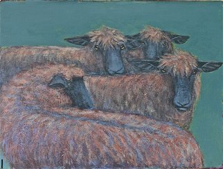 Lynn Rupe: 'Monkton sheep blue', 2010 Acrylic Painting, Animals.  My sheep. Monkton, Vermont ...