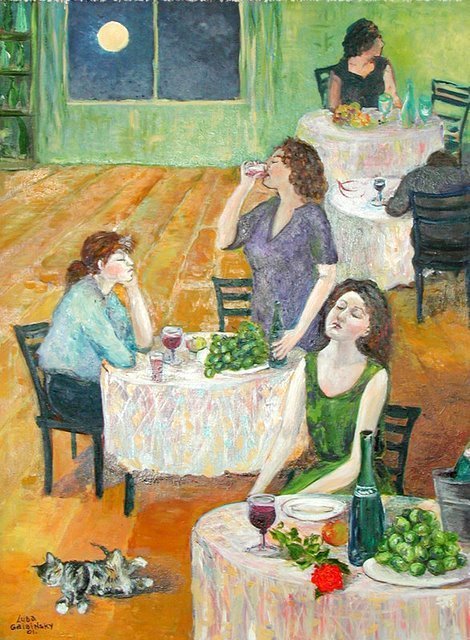 Artist Lubov Meshulam Lemkovitch. 'Party' Artwork Image, Created in 2001, Original Painting Oil. #art #artist