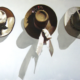 Camilo Lucarini: 'Hats', 2007 Oil Painting, Figurative. Artist Description:  Group of hats hunging on a wall ...