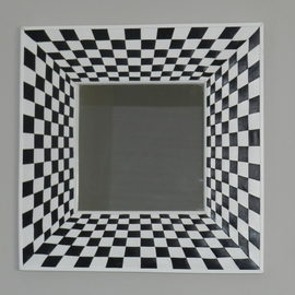 Evelyne Parguel Artwork Mirror  checkered black and white, 2015 Leather, Home