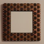 brown checkered mirror  By Evelyne Parguel